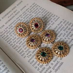 Vintage Swarovski Gold and Gemstone Earrings
